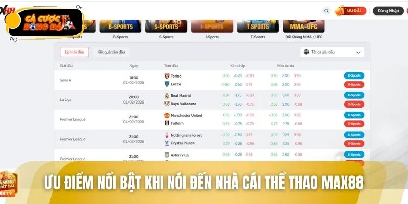 Những ưu thế nổi trội khi nói đến sân chơi thể thao MAX88